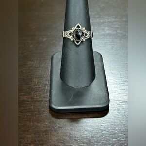 Vintage Sterling Silver & Hematite Ring Size